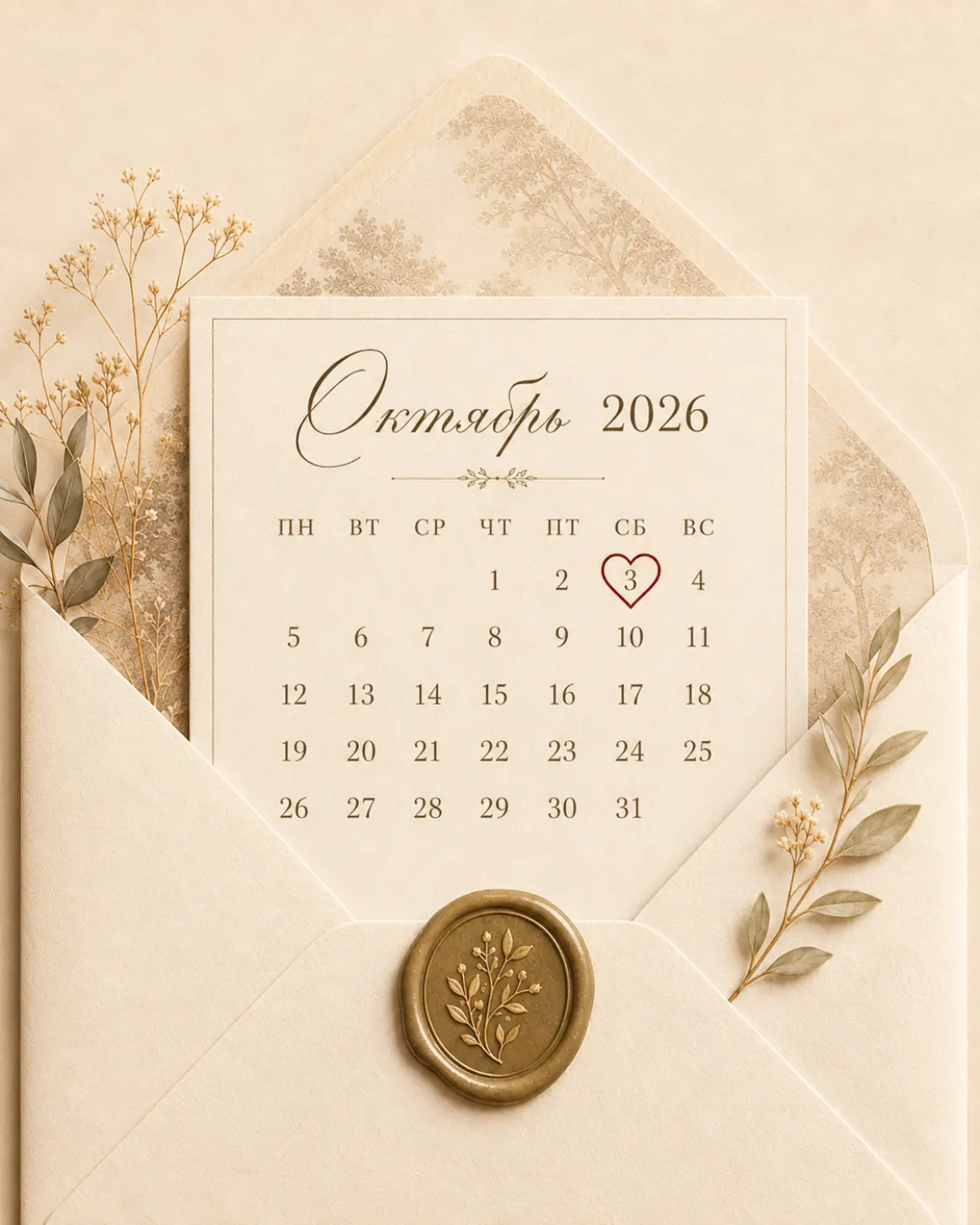 Приглашение с календарём: 3 октября 2026